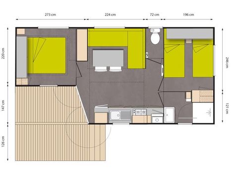 Mobile home 4 persons - OHARA Confort - 2 bedrooms