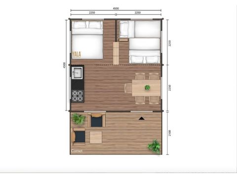 TIENDA DE LONA Y MADERA 5 personas - Tienda de campaña sin baño