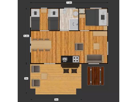 TENT 5 personen - Luxe Lodge 3 Kamers 4/5 Personen