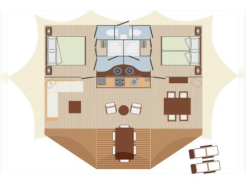 Tente en toile et en bois 4 personnes - Royal Lodge