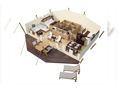 Tente en toile et en bois 4 personnes - Royal Lodge