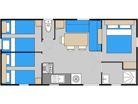 Mobile home 6 persons - LYS - 3 bedrooms - Air-conditioned