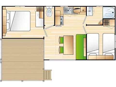 MOBILHOME 4 personnes - Confort 28 m² - 2 chambres - climatisation 