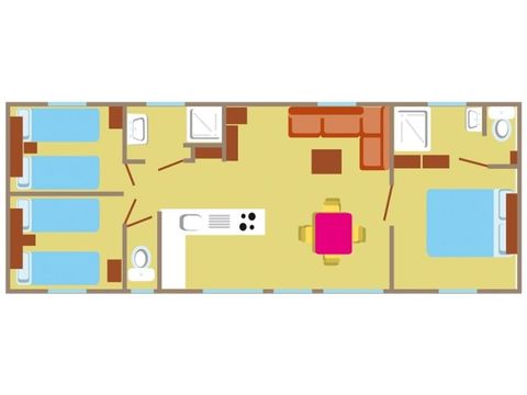 MOBILHEIM 6 Personen - Confort+ 6 Personen 3 Schlafzimmer 2 Bäder