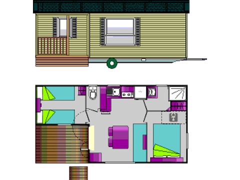 MOBILHEIM 4 Personen - Loggia 31m², 2 Schlafzimmer, Terrasse Eingebaute Loggia, Klimaanlage