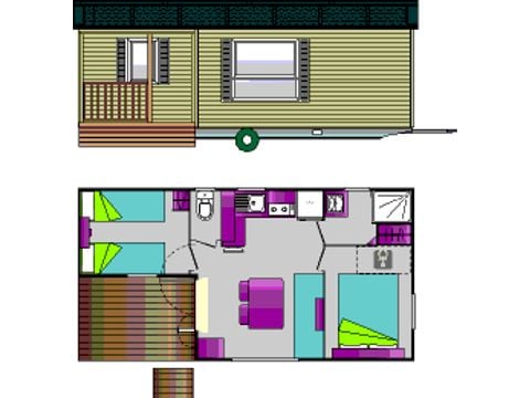 Mobile home 4 persons - Loggia 31m², 2 bedrooms, terrace Integrated loggia, air conditioning