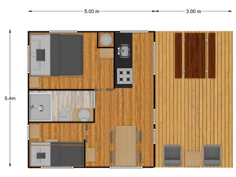 Safarizelt 4 Personen - Eco-Lodge WOODY 2 Zimmer