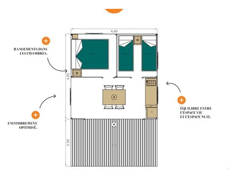 Tent van canvas en hout 4 personen - Lodge Safari (Niet-contractuele foto's: wordt momenteel geïnstalleerd)