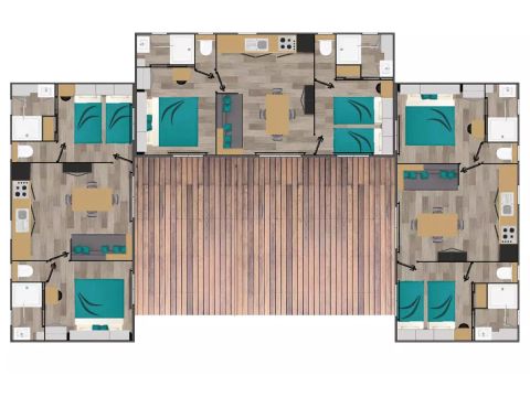 Mobilheim 12 Personen - Cottage Ainhoa 7 Zimmer 12 Personen Klimatisiert + TV