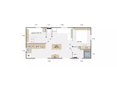 MOBILHOME 5 personas - Comfort Mobile Home 3 hab 5 personas + TV