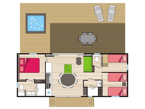 MOBILHOME 6 personas - Premium - Le Caroux - 40 m2 - 3 habitaciones - 2 baños - spa - Sábado