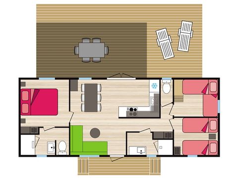 MOBILHOME 6 personas - Premium - L'Espinouse - 40 m2 - 3 dormitorios - 2 baños - Domingo