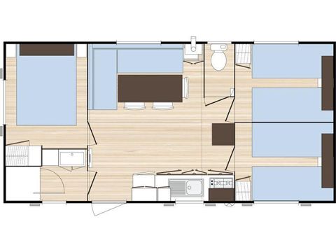 Stacaravan 6 personen - The Family 3 kamers 29m² (4 volwassenen max - Huisdieren niet toegestaan - niet-roken)