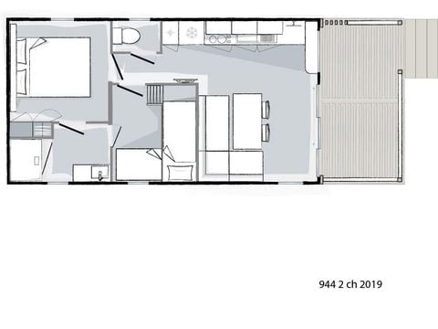 Mobilhome 4 personnes - LIVING 2 ch 28m² - ( 4 adultes max - animaux interdits - non fumeur)