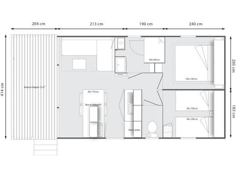 Mobilhome 4 personnes - Le Grand Large 2 chambres 25m² (4 adultes maxi - animaux interdits - non fumeur)