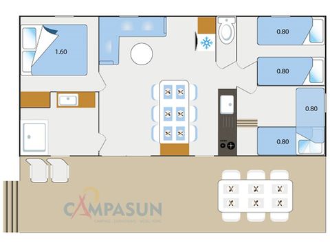 Mobile home 6 persons - Mobile home Verdon - 33 m² - 3 bedrooms + TV + A/C