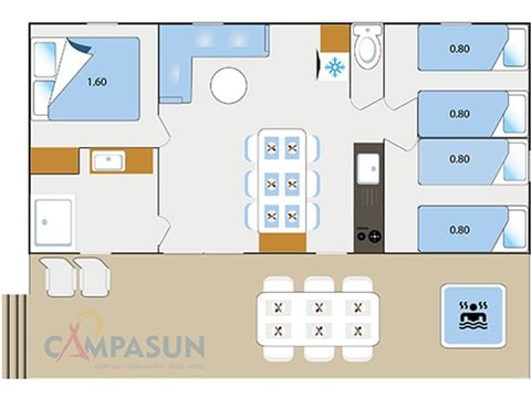 Mobilhome 6 personas - Mobil home Cotignac Jacuzzi privado - 33m² - 3 habitaciones - Lavavajillas + TV + A/C