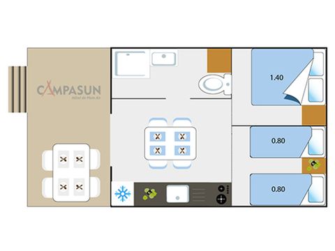 Canvas and wooden tent 4 persons - Lodge safari Aiguines - 26m² - Glamping