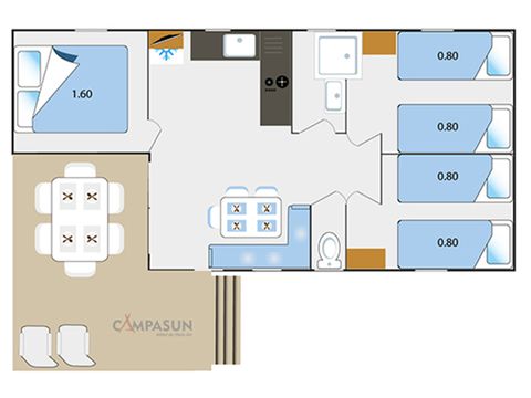 Mobile home 6 persons - Mobile home Tourtour - 33m² - 3 bedrooms + Tv + A/C