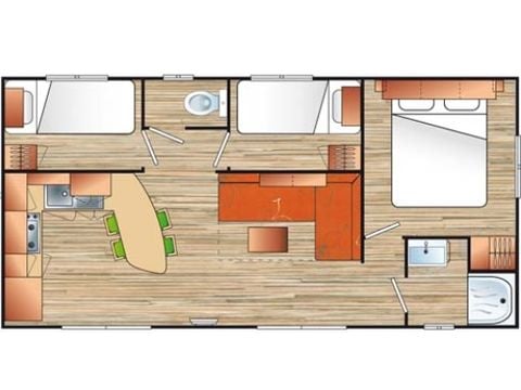 BUNGALOW 5 personnes - VISIO PREMIUM - 3 chambres - CLIM - TV - LV