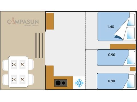 Safaritent 4 personen - 2-slaapkamer Marquise tent