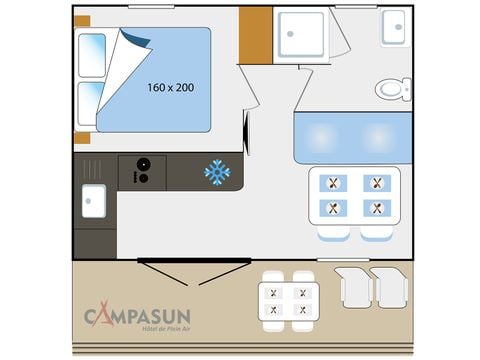 Chalet 2 persons - 1 bedroom cottage hotel - Air conditioning