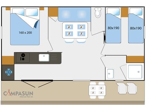 Mobile home 4 persons - Cottage 2 bedrooms + air conditioning