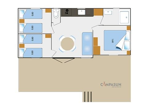 MOBILHOME 6 personnes - Cottage Premium - 6 pers. 3 chambres - climatisation + Lave vaiselle
