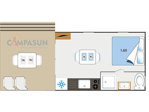 MOBILHEIM 2 Personen - Key westotel - 20 m² - 1 Zimmer