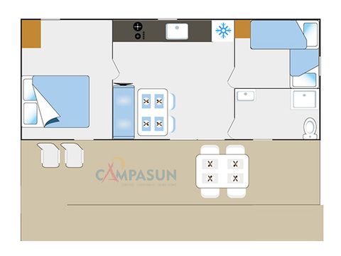 MOBILHOME 4 personas - Cottage PMR adaptado para personas con movilidad reducida - 30m² - 2 habitaciones