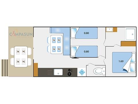 Mobilheim 4 Personen - Cottage Premium - 27m² - 2 Zimmer