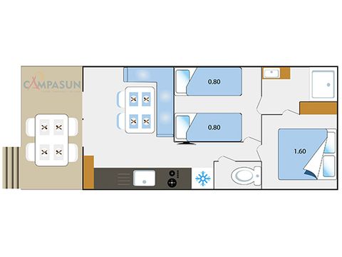 MOBILHEIM 4 Personen - Cottage Premium - 27m² - 2 Zimmer