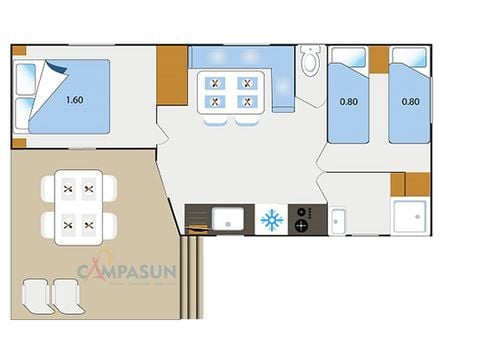 MOBILHOME 4 personas - Cottage Etang - 27m² - 2 habitaciones