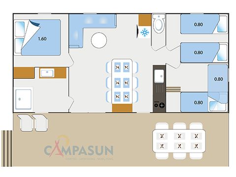 CASA MOBILE 6 persone - Cottage Provence - 33m² - 3 camere da letto