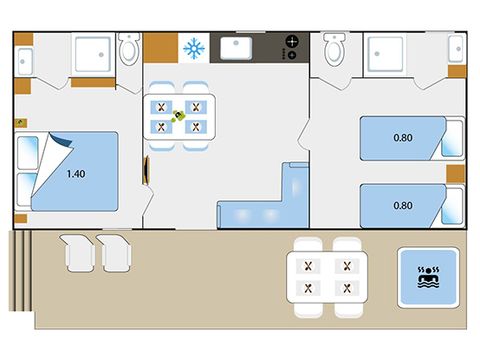 MOBILHOME 4 personnes - Cottage Ansouis - 33m² - 2 chambres - 2 salles de bain + Jacuzzi