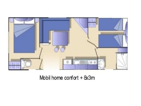 CASA MOBILE 4 persone - Comfort con aria condizionata - 2 camere da letto - 3 x 8m / Palma e ulivo