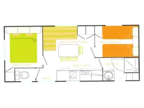 Mobilheim 4 Personen - Klimatisierter Komfort - 2 Schlafzimmer