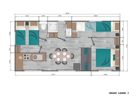 MOBILHOME 6 personnes - Confort Plus Climatisé -  3 ch - 4.20 x 8.8m / Lavande