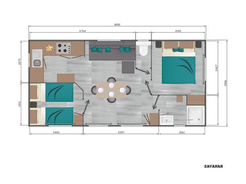 Mobile home 4 persons - Confort Plus Air-conditioned - 2 bdrms - 4 x 8.20m / Jasmin and Mimosa