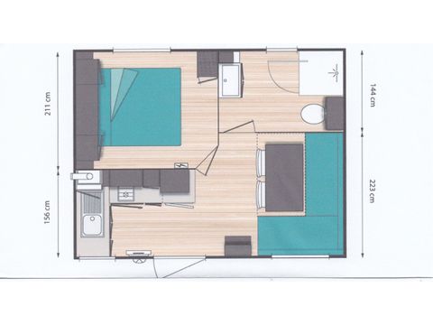 Stacaravan 2 personen - 1 SLAAPKAMER STACARAVAN