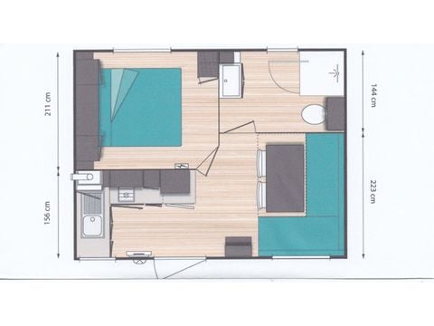 MOBILHOME 2 personnes - MOBIL HOME 1 CHAMBRE
