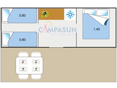 Alojamiento 4 personas - Coco Sweet (sin instalaciones sanitarias)