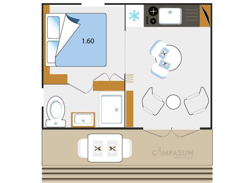 Mobilheim 2 personen - Key Westotel 2 pers. A/C + Bettwäsche und Handtücher inklusive