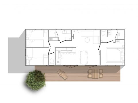 MOBILE HOME 6 people - Privilege 3 bedrooms (note mezzanine bed max 75kg)