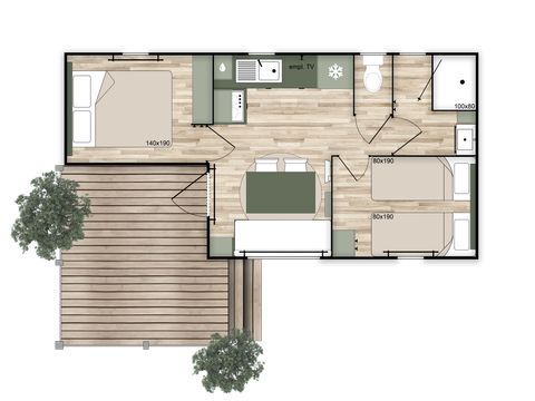 Stacaravan 4 personen - Cottage Prémium_4p met airconditioning