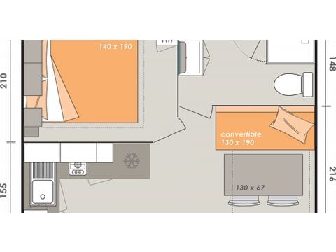 Mobilheim 2 personen - Cahita - 1 Schlafzimmer