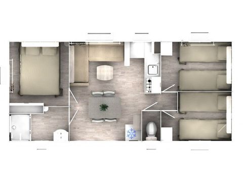 STACARAVAN 6 personen - Comfort loft 33m² - Airconditioning - TV