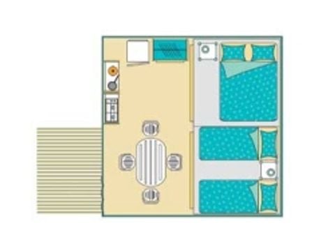 TIENDA DE LONA Y MADERA 4 personas - Bengalí (2 salas)
