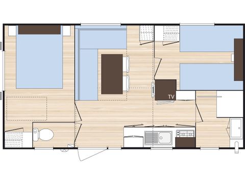 Stacaravan 4 personen - Ciela Confort Compact - 2 slaapkamers
