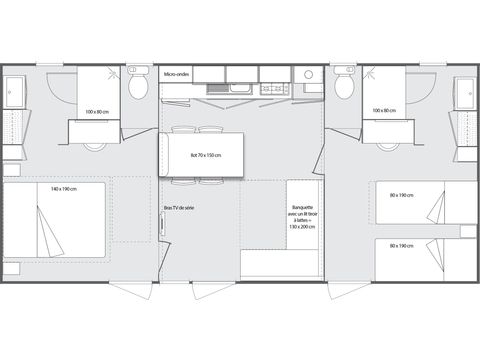 Mobile home 4 persons - Ciela Prestige SPA - 2 bedrooms including 1 master suite - bed linen, towels and...